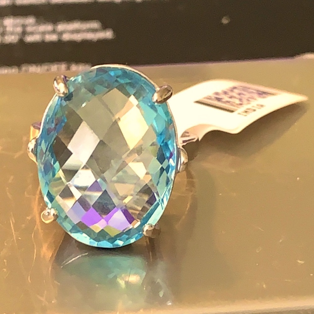 Large blue topaz .925 STS ring